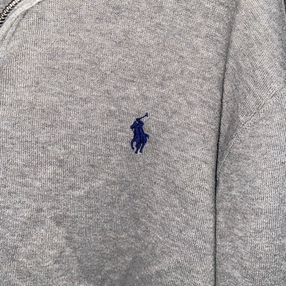POLO RALPH LAUREN QUARTER ZIP SIZE L DRESS SWEATER PULLOVER LIGHT GREY ESTATE - Picture 2 of 5
